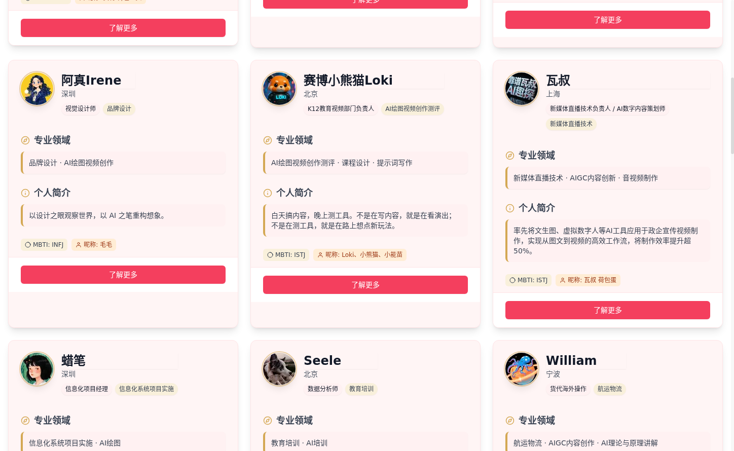 KA21 团队页箱子成员卡片
